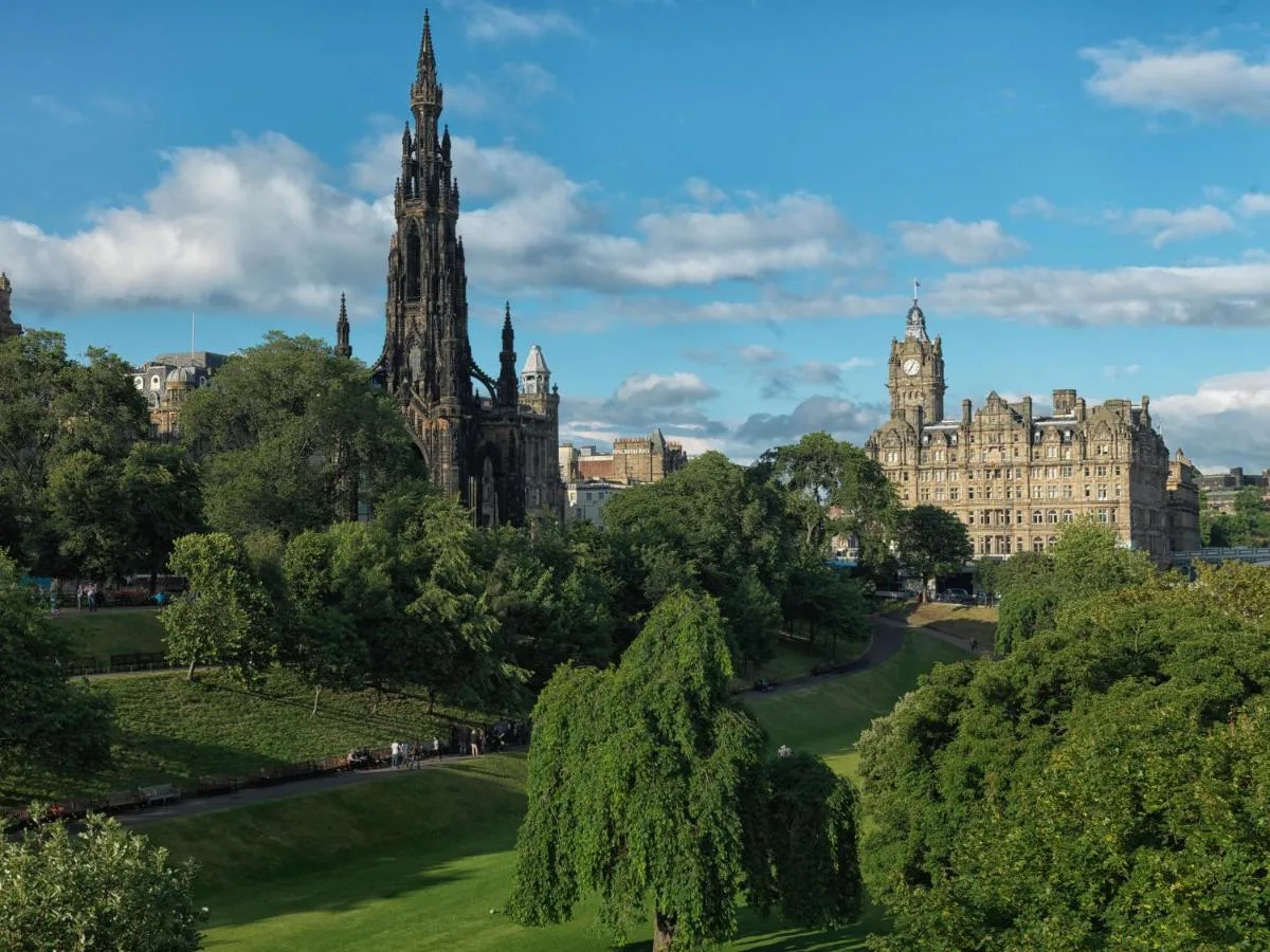 View of Edinburgh's rooftops and trees near the hotel